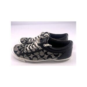 Coach Sneakers Womens Size 9 Gray Black Signature Jacquard Preppy Shoes